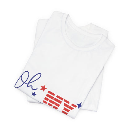 Oh My Stars Patriotic T-Shirt — Liberty Statue Outline Tee